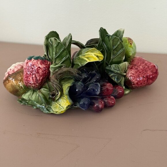 Vintage INTRADA Italian Ceramic Fruit & Leaf Candleholder Centerpiece Decorative - Picture 1 of 8